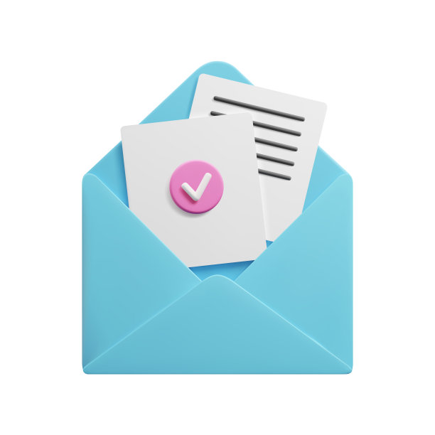 3d电子邮件信封孤立的白色背景。可爱的蓝色3d打开电子邮件信封与信件和检查标记通知。邮箱，网络电子邮件，商业沟通，时事通讯3d矢量图标。图片下载