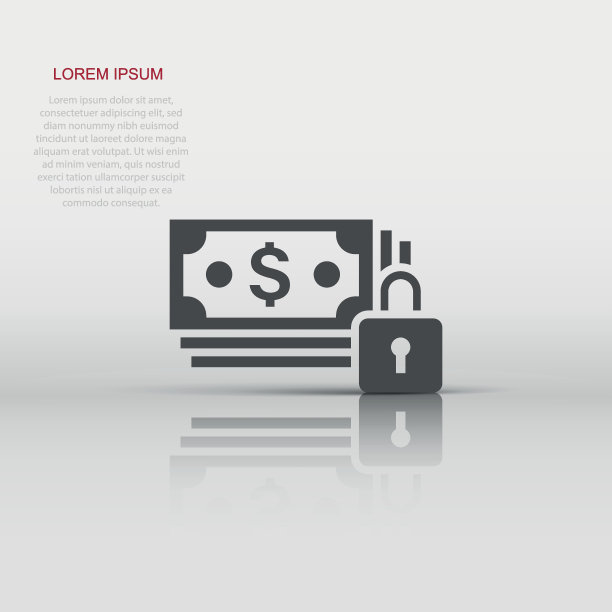 美元钞票与锁图标在平面风格。美元现金安全矢量插图在白色孤立的背景。纸币票据安全经营理念。图片下载