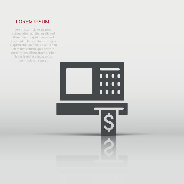 收银机图标在平面风格。检查机器矢量插图上的白色孤立的背景。支付业务理念。图片下载