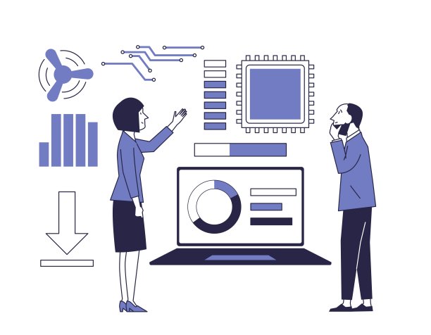 计算机技术专家讨论系统的操作。图片下载