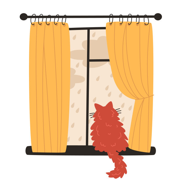 毛茸茸的家猫坐在窗台上，看着窗外的雨图片下载