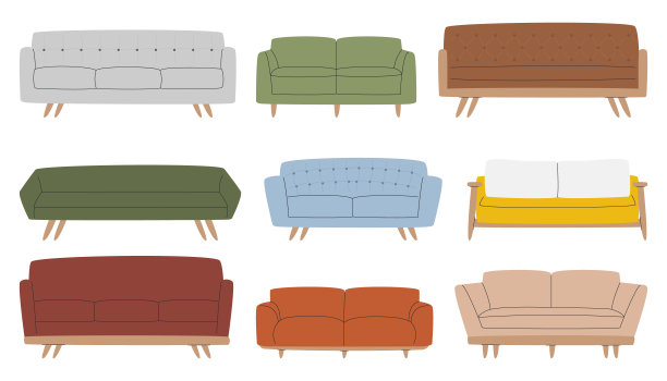 舒适的中世纪现代风格沙发套孤立图片下载