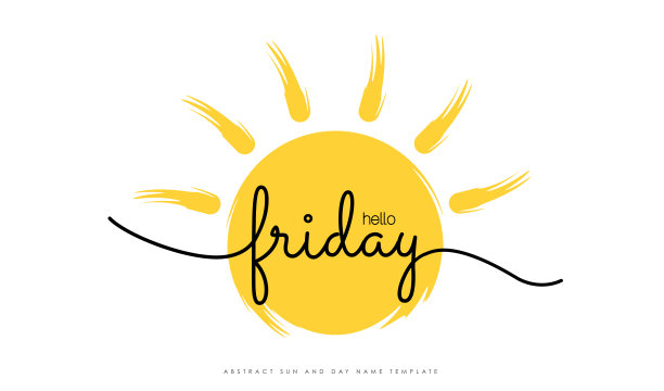 你好星期五字母和太阳形状矢量股票插图图片下载