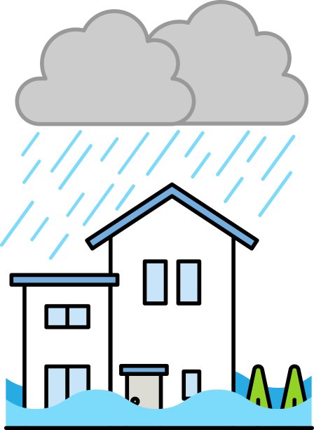 大雨和房子的矢量图标图片下载
