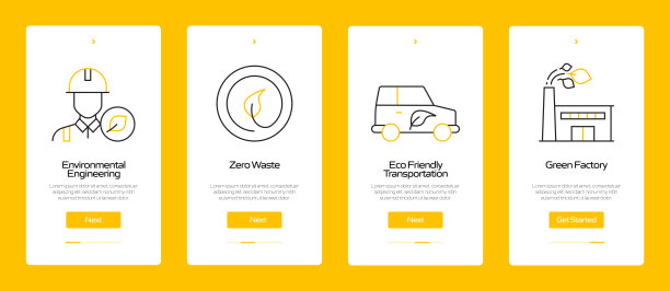 全球变暖概念上车移动应用程序页面屏幕与平面图标。UI设计模板矢量插图图片下载