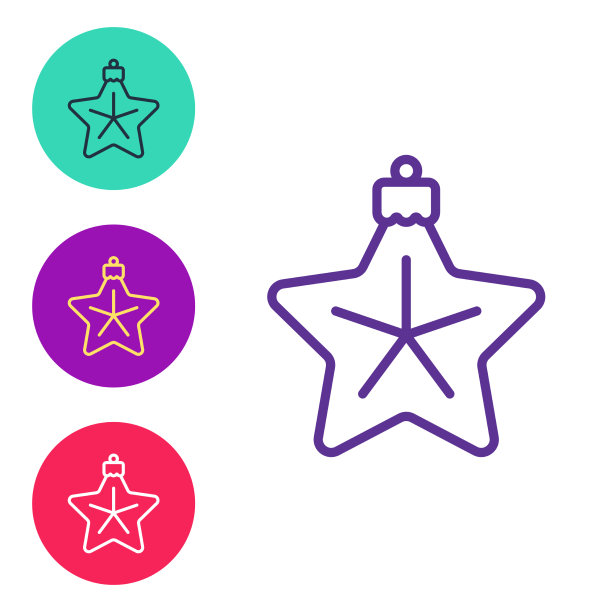 设定线圣诞星图标孤立在白色图片下载