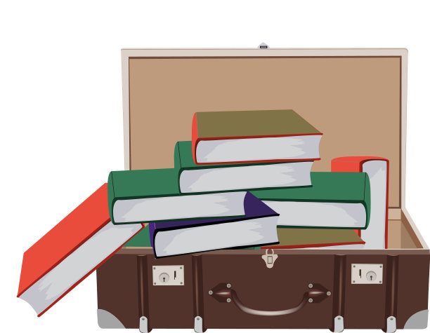 装满旧书的古董行李箱，古董图片下载