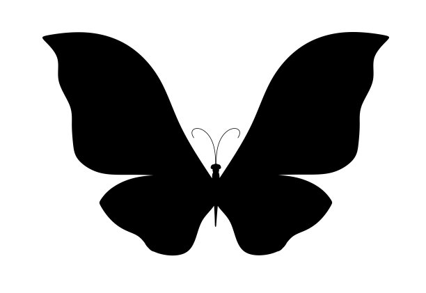 蝴蝶剪影黑色孤立在白色背景上图片下载