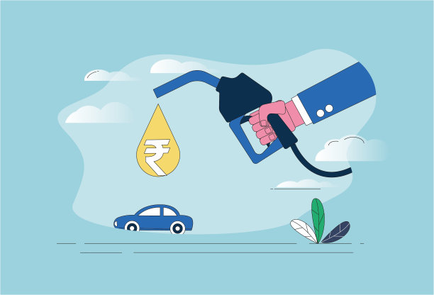 轿车，燃油枪，低油价，印度卢比。图片下载