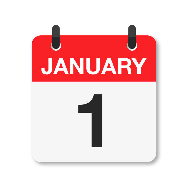 1月1日-每日日历图标-白色背景图片下载