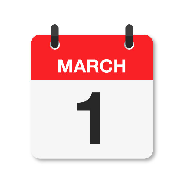 3月1日-每日日历图标-白色背景图片下载