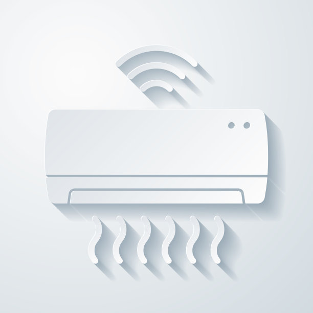 智能空调。空白背景上剪纸效果的图标图片下载