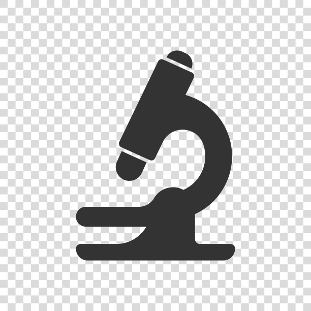 显微镜图标在平面风格。实验室放大镜矢量图上孤立的背景。生物仪器标志的经营理念。图片下载