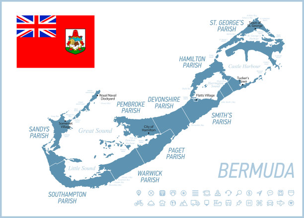百慕大的地图。矢量图图片下载