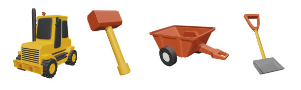 3D图标劳动节集合渲染孤立的白色背景图片下载