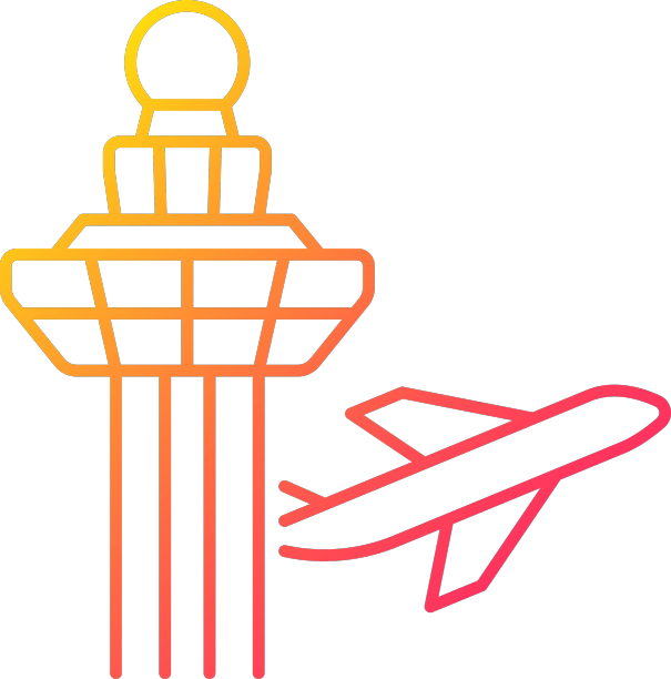 樟宜机场塔台渐变线性图标图片下载