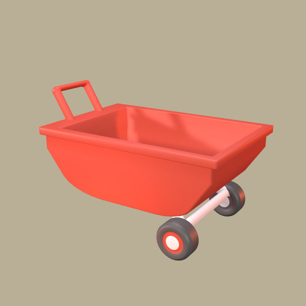 3D图标推车渲染孤立的彩色背景图片下载