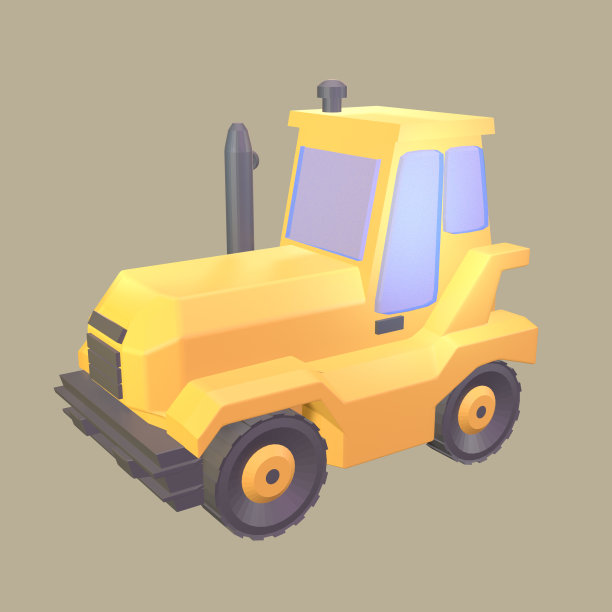 三维图标建设推土机渲染孤立的彩色背景图片下载