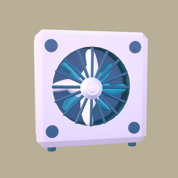 3D图标工业通风风扇渲染孤立的彩色背景图片下载