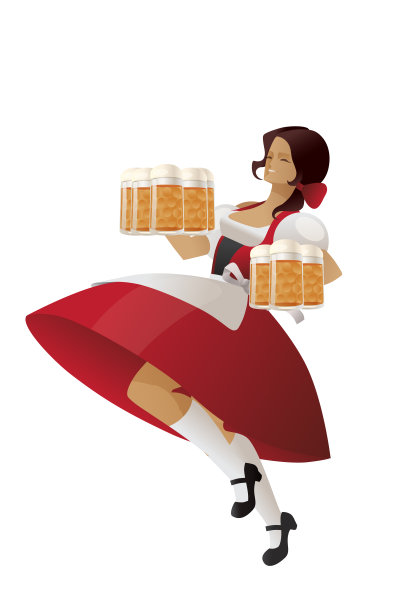 拿着啤酒杯的卖啤酒的女孩图片下载