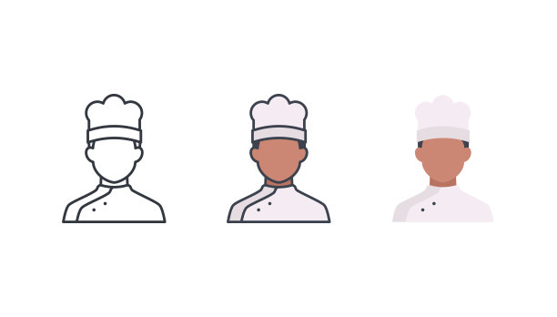 厨师图标集。可编辑的中风。图片下载