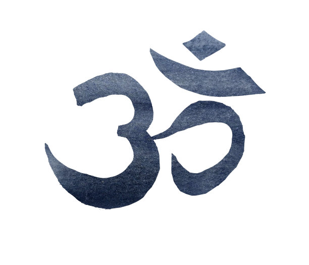 水彩画黑色墨水印度教符号孤立白色背景。图片下载