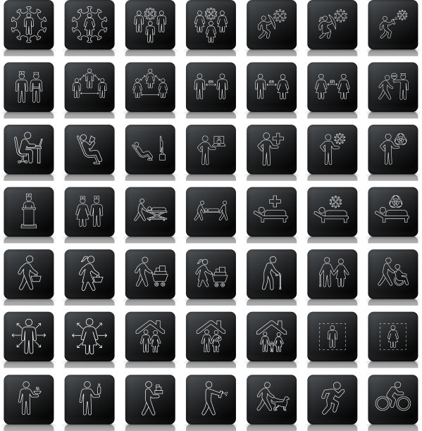 冠状病毒新冠肺炎大流行人物图标集图片下载