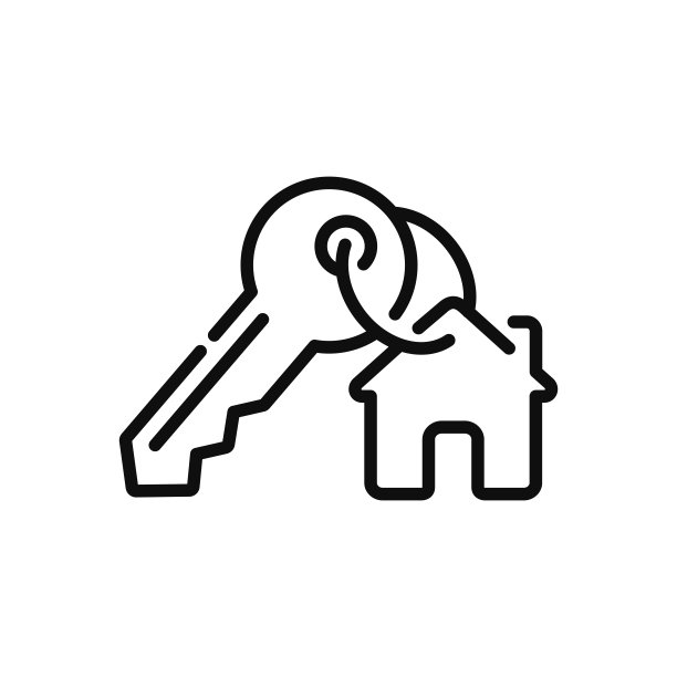 关键房子线图标隔离在白色背景图片下载