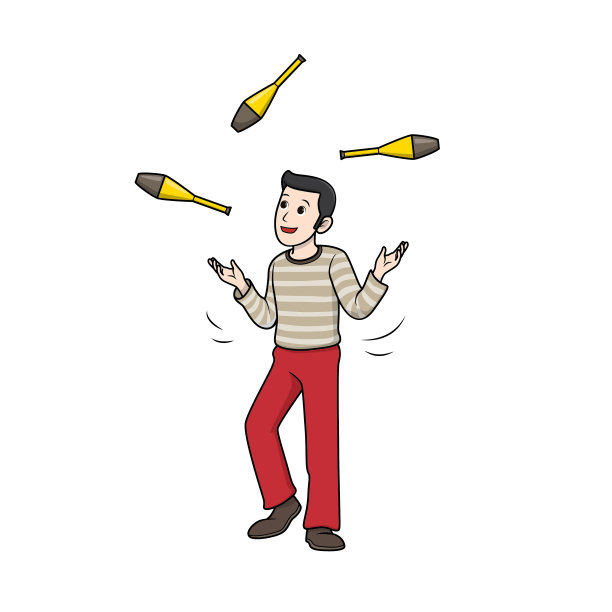 彩色矢量插图的儿童活动着色书页与图片的人做玩杂耍。图片下载