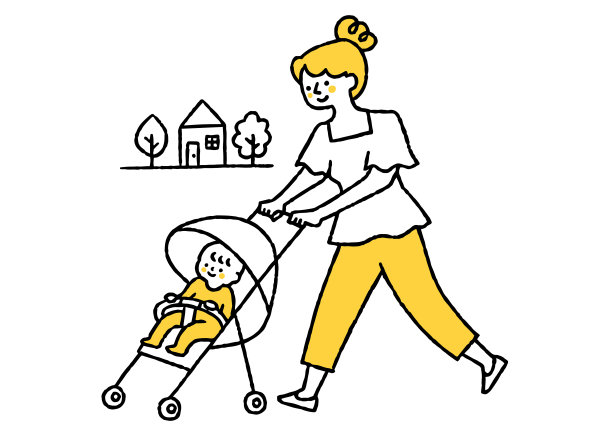 母亲推着婴儿车在城里图片下载