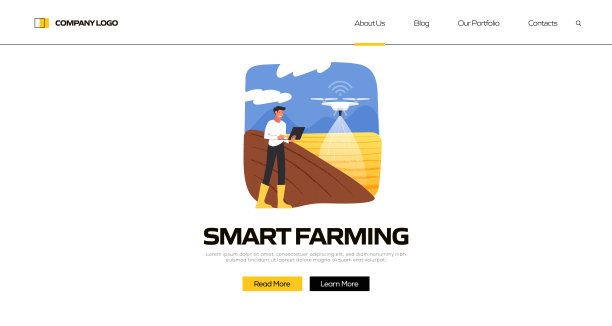 智能农业概念矢量插图登陆页面模板，网站横幅，广告和营销材料，在线广告，业务演示等。图片下载