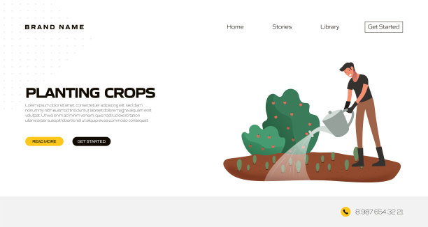 种植作物概念矢量插图登陆页面模板，网站横幅，广告和营销材料，在线广告，业务演示等。图片下载