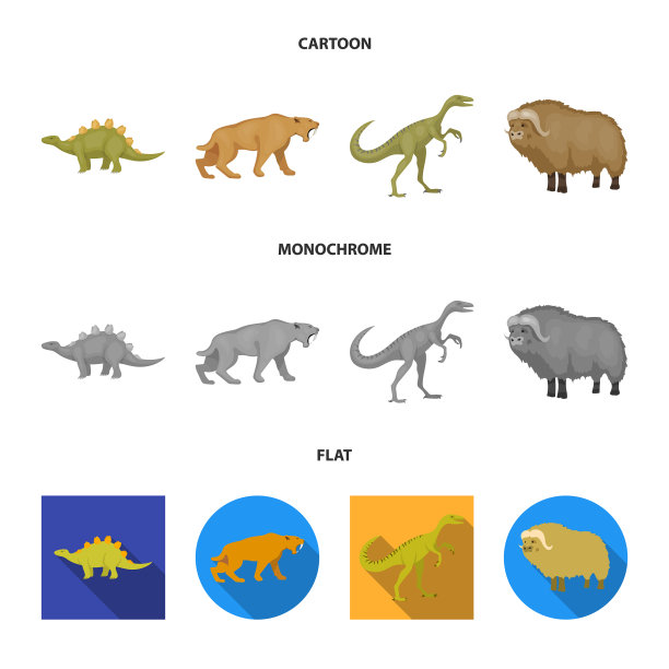 孤立的对象动物和字符标志集图片下载