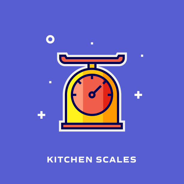 厨房天平平线图标，轮廓矢量符号插图。图片下载