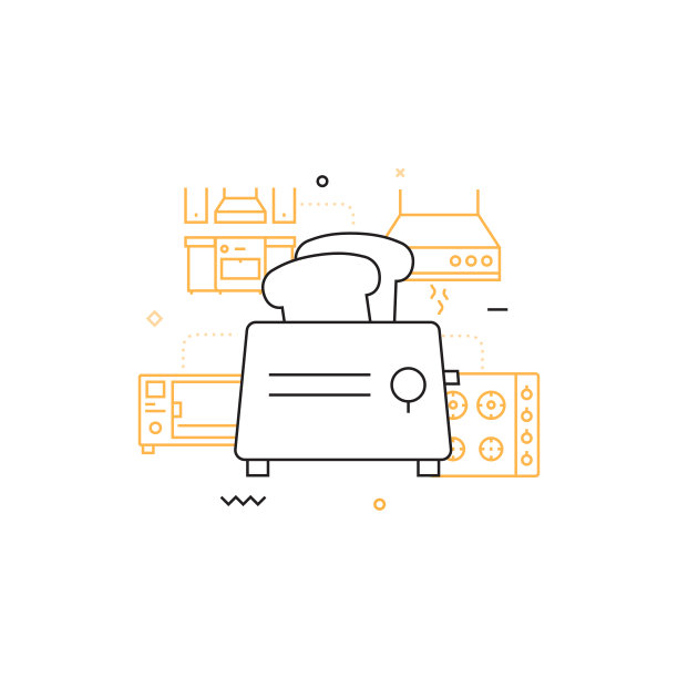 家用电器相关的现代线条风格矢量插图图片下载
