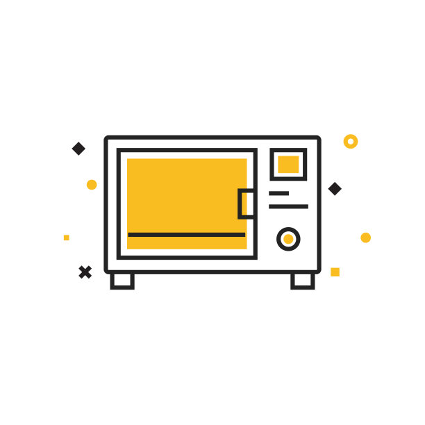 微波平面线图标，轮廓矢量符号插图。图片下载