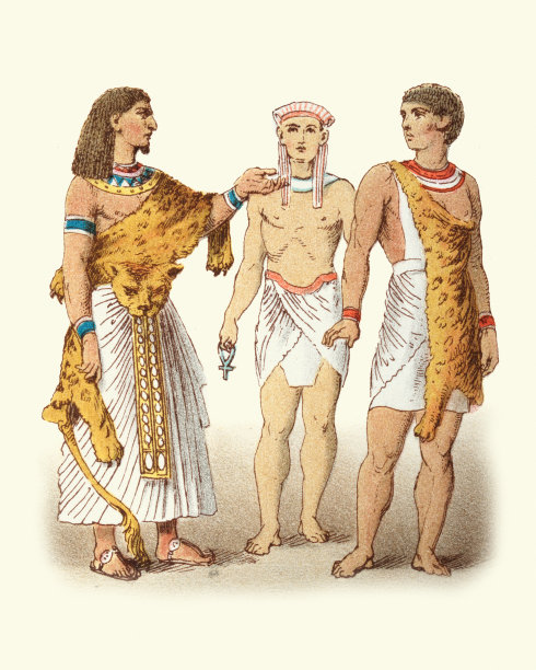 古埃及祭司，服装，时尚，豹纹动物皮斗篷，裙子图片下载