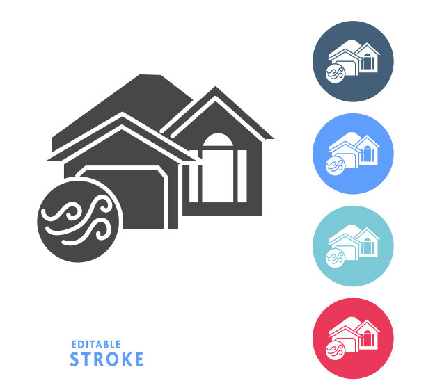 家用效率风的图标设置与多色的圆圈图片下载