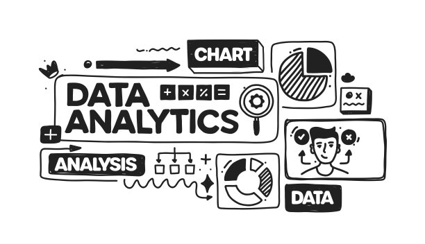 数据分析对象和元素。矢量涂鸦插图收集。手绘图标集或横幅模板图片下载