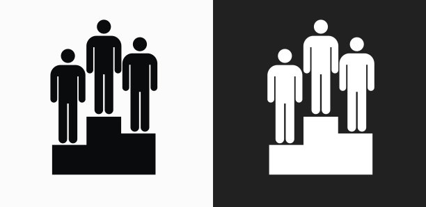 拳击赢家图标在黑色和白色矢量背景图片下载