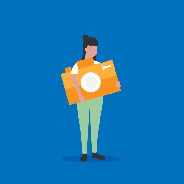 手持巨型相机的女子图片下载