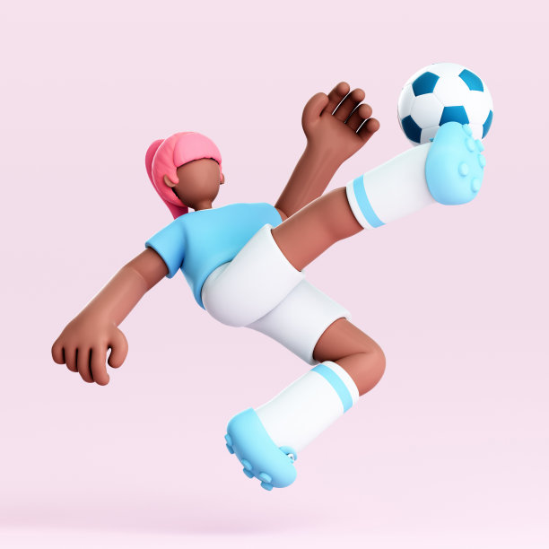 3D渲染可爱的足球运动员图片下载