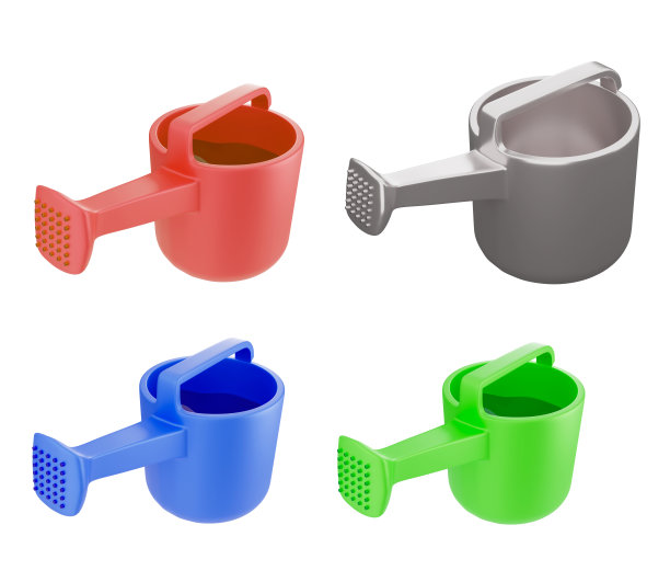 3D渲染的水罐在许多颜色，园艺工具图片下载