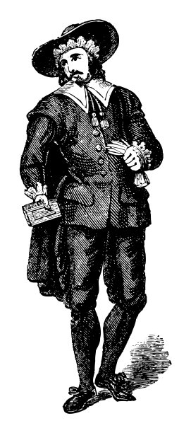 16和17世纪的奥利弗式或清教徒式(英国新教徒)-在白色背景上单独雕刻的复古插图图片下载