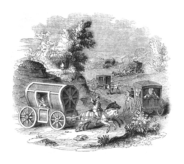哈克尼马车或哈克尼马车(约1584年)-复古雕刻插图图片下载