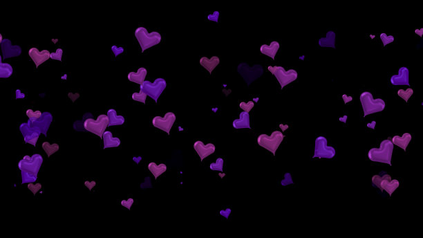 在黑色背景上放飞的心气球图片下载