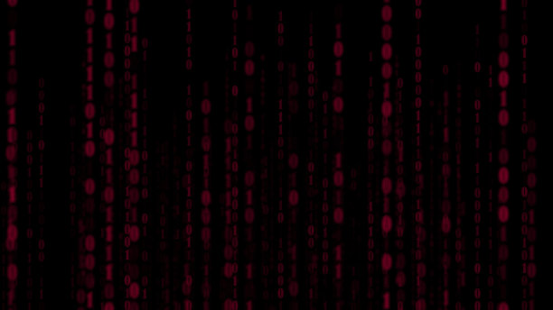 4k红色矩阵背景。技术流二进制码。数码插图。编程、编码、黑客和加密。三维渲染图片下载