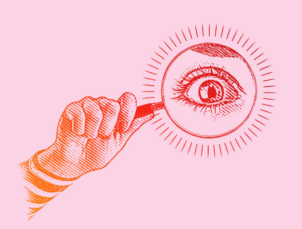 手持大眼睛放大镜图片下载