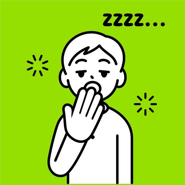 一个男孩正在打哈欠，看着观众，极简风格，黑白轮廓图片下载