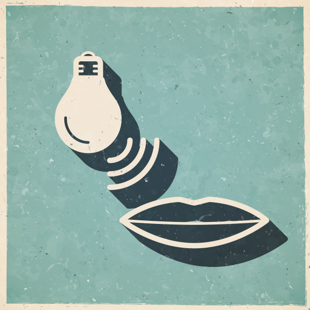 带语音控制的智能灯泡。图标复古复古风格-旧纹理纸图片下载